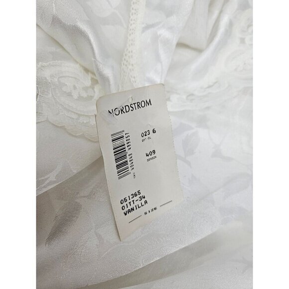 Vtg 90s New Linda Bis Robe Womens One Size White Satin Lace Pockets - Picture 7 of 7